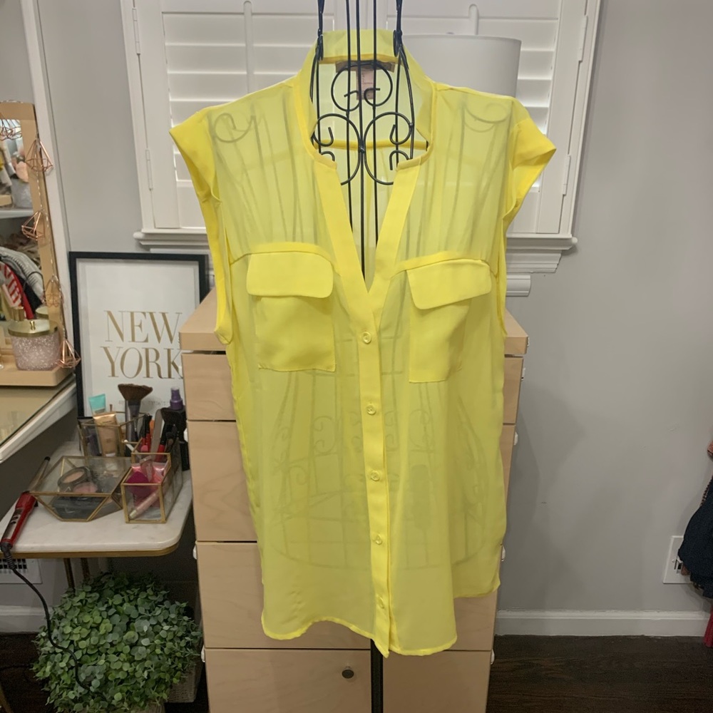 Forever 21 Sheer Button Down Tank - Sz L